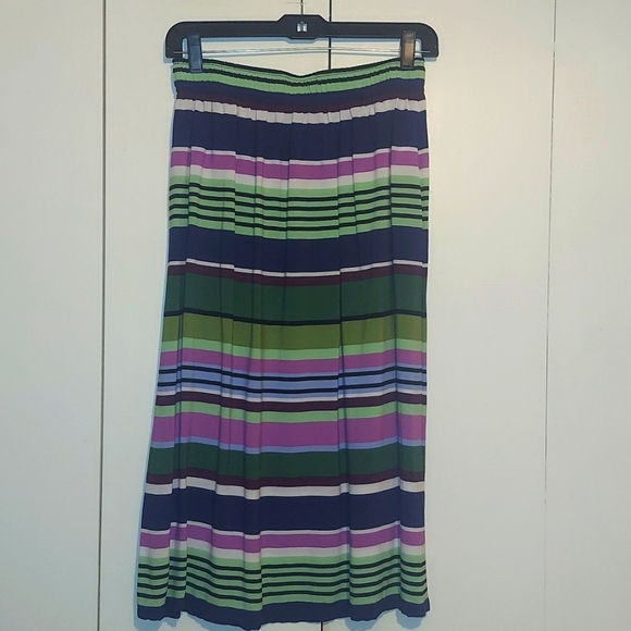 LOFT Multicolored Horizontal Striped Skirt Size Extra Small Green Blue Purple - Picture 6 of 14